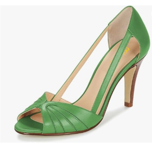 Milooey shoes Green Peep Toe Sexy Mid Heels Comfy Slip On Chic Style Sandals - Picture 1 of 8